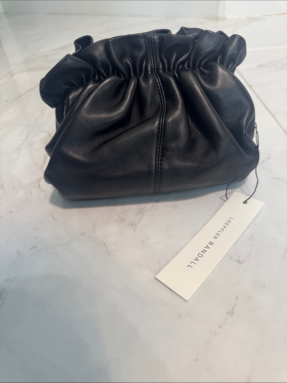 LOEFFLER RANDALL Leather Gathered Pouch Bag - Black